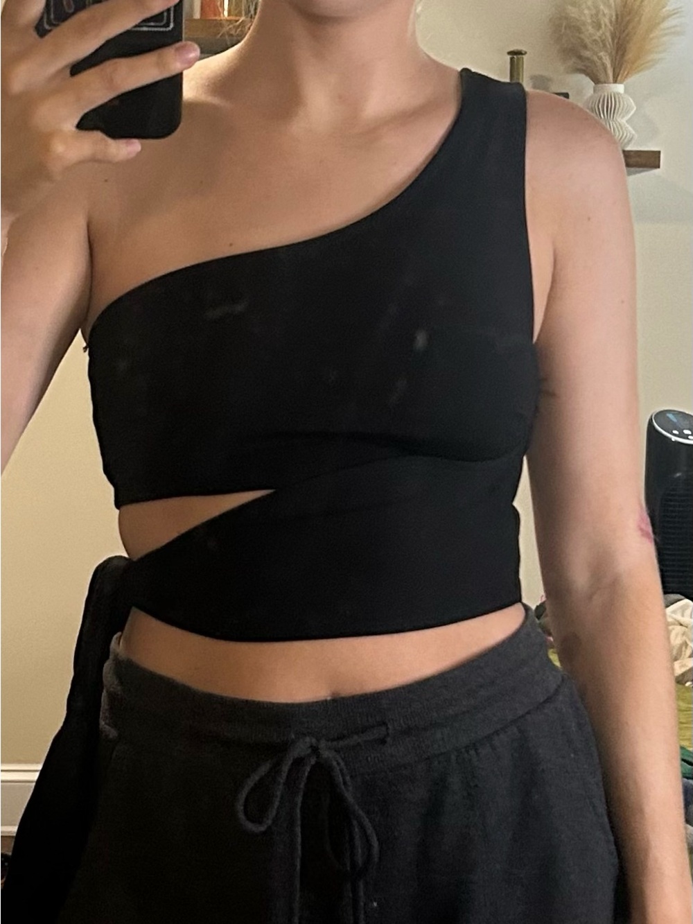 Urban Outfitters Black One-Shoulder Wrap Crop Top